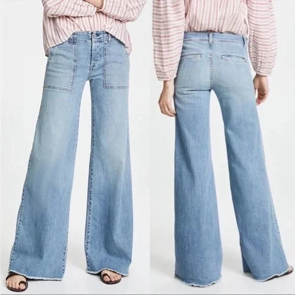 Nili Lotan Soft Cargo Wide Leg Jean - Size 30 - Picture 1 of 10